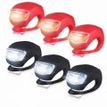 Silicone Light Bike Lamp, 6 pcs LED Bike Light Set (3x LED White & 3x LED red light) Flashlight Flashlight for Mountainbikes