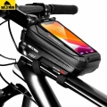 WILD MAN Mountain Bicycle Touch Screen Front Frame Storage Bag MTB Bike Top Tube Hard Shell Cycling Pannier Pouch for 6.6inch|Bi