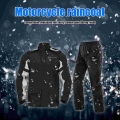 SULAITE Reflective Motorcycle Raincoat Suit Lightweight Foldable Waterproof Rain Jacket Pants with Shoe Covers Suit New Black|Mo