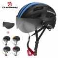 QUESHARK Men Women Ultralight Cycling Helmet MTB Road Bike Bicycle Motorcycle Riding Removable Transparent Grey Lens QE116|Bicyc