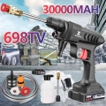 100BAR 30000mAh Cordless High Pressure Washer Spray Water Gun Self Priming Sustain 80minCar Water Nozzle Cleaning Machine| |