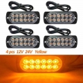 4PCS Yellow 12 LED 36W Light Bar Car Truck Hazard Beacon Warning Lamp Grill Breakdown DC12V Led Amber Lamp Accessories|Truck Lig