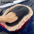 Lucullan Super Soft Breathability Mesh Paws 100% Sheepskin Car Washing Cleaning Polishing Gloves Luxury Lamb Wool Mitt|Sponges,