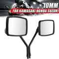 Pair Black 10mm Thread Black Rectangle Rearview Side Mirrors For Motorcycle Scooter Atv - Side Mirrors & Accessories - Offic