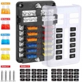 12 / 6 Ways Blade Fuse Box Holder with ATC/ATO Fuse Box Holder LED Warning Indicator for Car Boat Marine Fuse Accessories|Fuses