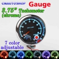 Dragon Gauge 3.75 Inch 95mm Car Gauge Tachometer Meter 12V 7 LED Colors Adjustable 0 8000 RPM Chrome Shell|shell|shell cars - O