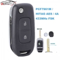 Keyecu Fsk 433mhz Pcf7961m 4a Chip Flip Remote Key 2 Button Fob For Renault Dacia Logan 2 Logan Ii 2018 2019 2020 - Car Key - Of