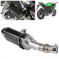 Exhaust System Mid-pipe Slip-on Muffler With Db Killer Fit For Kawasaki Ninja 400 Z400 2018 2019 2020 Carbon Fiber Style - Exhau