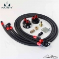 An8 Alloy 8-an Relocation Oil Filter/fitting Cooler Sandwich Adapter + Steel/nylon Braided Oil/fuel Line/hose - Engine - Officem