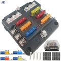 6 Way Blade Fuse Block Box Holder 6 Circuit Bus With Led Indicator For 12v/24v Automotive Truck Boat Marine Rv Van Vehicle - Fus