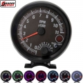 Dragon 3.75 Inch Racing Car Tachometer Gauge 7 LED Colors 0 11000 Rpm For 1/2/3/4/5/6/7/8 Cylinder Black Shell And Face Meter|Ta