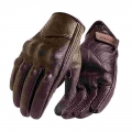 Motorcycle Gloves Men Touch Screen Brown Leather Electric Bike Glove Cycling Full Finger Motorbike Moto Bike Motocross Luvas - G