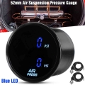 52mm Dual Air Pressure Gauge 290psi Air Suspension Air Ride Air Press Meter Red/blue Led 2pcs 1/8 Npt Electrical Sensor 2m Wires