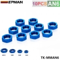 6AN AN6 AN 6 9/16" 18 BULKHEAD BLUE ALUMINUM FINISH NUT SEAL LOCKING FITTING TK MMAN6|blue aluminum|6an fittingan6 fitting