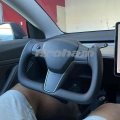 Suede Leather Carbon Fiber Yoke Steering Wheel Yoke Plaid Design Customized For Tesla Model 3 Model Y 2017 2018 2019 2020 2021 -