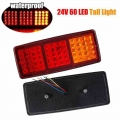 2pcs 24V 60 LED Car Truck Tail Light Turn Signal Lamp Rear Lamp Brake Light For Trailer Van Boat RV Caravan Bus Tractor|Truck Li