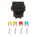 Relay Box, 4 Slot 1 Relays & 4 Fuses Holder Block with Metallic Pins for Automotive and Marine Engine Bay|Fuses| - Officem