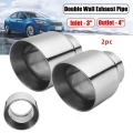 76mm-101mm Universal Car Dual Wall Exhaust Muffler Pipe 3" Inlet 4" Outlet Auto Exhaust Tip Stainless Steel Tail Tube