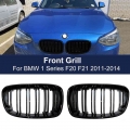 Car Front Bumper Kidney Grille For Bmw 1 Series F20 F21 2011 2012 2013 2014 Replacement Double Slat Black Grilles -