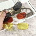 Candy Color Vintage Glasses Retro Shades Rectangle Sunglasses UV400 Metal Square Frame Lens Trendy Eyewear Women's Glasses|M