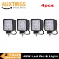 De Stock Free Tax 4pcs 4inch 48w 12v 24v Led Work Light Spot/flood Square Led Lamp For Offroad 4wd Trailer Motorcycle Car Truck