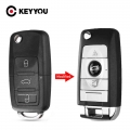 Keyyou 3 Button Key Shell For Vw Golf 4 5 Passat B5 B6 Polo Touran Jetta Seat Skoda Flip Modified Car Hu66 Blade Remote Key Case