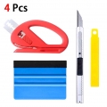 4Pcs/set Car Vinyl Wrap Film Squeegee Scraper Tools Vehicle Sticker Installation Kit Cutter Knife Car Styling Car Accessories|Sc