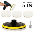 5Pcs 5 Inch Buffing Polishing Pads Wool Wheel Mop Kit For Car Polisher Drill Sticky Disc Wool Polishing Pads|Polishing & Gri