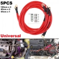 5PCS Professional Red Universal 5 Point Car High Performance Battery Ground Grounding Earth Cable Wire Improve Power System|Batt