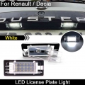 2pcs For Renault Espace Scenic Laguna Fluence Captur Modus For Dacia Duster Lodgy Logan White Led License Number Plate Light - S