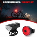 Bike Light Set LED USB Rechargeable Headlight Tail Light Cycling Warning Front Rear Tail Lights Flashlight Bicycle Accessories|B