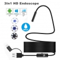 3 In 1 Endoscope For Car Micro USB Socket Adjustable 6 LEDs Flexible Waterproof Inspection For Smartphone Camera Android Iso|End