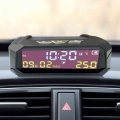 Tpms Look Solar Car Digital Clock With Lcd Time Date In-car Temperature Display Auto Interior Accessories - Clocks - Officematic