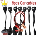 Car Diagnostic Tool Cables Obd Obd2 Full Set 8 Car Cables Of Car For Delphi-s Ds150e Cd-p W-o-w Car Trucks Cabd Ii Scanner Cable