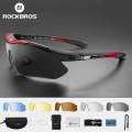 Rockbros Polarized Sports Men Sunglasses Road Cycling Glasses Mountain Bike Bicycle Riding Protection Goggles Eyewear 5 Lens - C