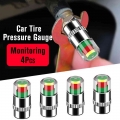 4pcs Car Tire Pressure Gauge Indicator Alert Monitoring Valve Indicator External Valve Detection Cap Sensor Tire Tools Kit|Tire