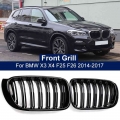 2PCS Car Front Bumper Grill Grille Trim Strip Cover Kidney Sport Double Line Slat For BMW X3 X4 F25 F26 2014 2015 2016 2017|Raci