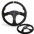 New Style Universal Sports Steering Wheel Flat Drift 14inch 350mm Racing Steering Wheel Suede Leather with Horn Button|Steering