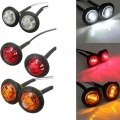 2PCS 12V/24V 3LED 3/4" Round Trailer Side Marker Lights Yellow White Red For Trucks Clearance Lights Truck Turn Signal Lamp