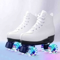 Women Men PU Leather Roller Skates Sliding Quad Sneakers Outdoor Beginner 2 Row Adult Children Shoes Patines with 4 Flash Wheels