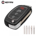 Keyyou 4 Buttons Folding Car Key Case Shell Fob For Hyundai Mistra Santa Fe Sonata Tucson Accent I30 I40 I45 New Replacement - C