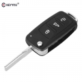 Keyyou New 3 Button For Vw Volkswagen Tiguan Golf Sagitar Polo Mk6 Flip Fob Remote Folding Key Shell Uncut Blade - Car Key - Off