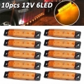 Truck Accessories 12V Universal 10Pcs Waterproof Side Marker Light Trailer Truck 6 SMD Clearance LED Lamps Amber Lights|Truck Li