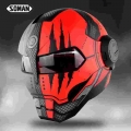 Soman Iron Man Helmet Flip Up Motorcycle Helmet Robot Style Motor Bike Casco Monster Casque Dot Approval - Helmets - Officematic