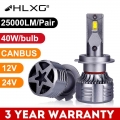 Hlxg Canbus H7 Led Bulbs H4 Led Headlight H11 Hb4 9006 Hb3 9005 Auto Motorcycle Fog Lamp 25000lm High Power Csp Turbo 12v 24v 2x