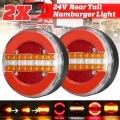 2Pcs 24V Dynamic LED Trailer Truck Tail Light Brake Light DRL Flow Turn Signal Lamp Strobe Light for Car Boat Bus Van Caravan|Tr