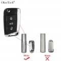 Okeytech Remote Control Key Shiny Metal Part For Vw Gollf 7 MK7 for Skoda Octavia A7 Seat Car Key Shell Case Fob Side & Tail