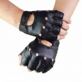 1 Pair Unisex Black PU Leather Fingerless Gloves Solid Female Half Finger Driving Women Men Fashion Haulage Motor Punk Gloves|Cy