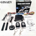 Gisaev Universal Automatic Keyless Entry System Car Start And Stop Buttons Keychain Kit Central Door Lock With Remote Control -