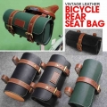 Black Brown Vintage Leather Bicycle Rear Seat Bag Waterproof Storage Bike Saddle Bag Cycling Tail Rear Pouch Saddle Bag|Bicycle